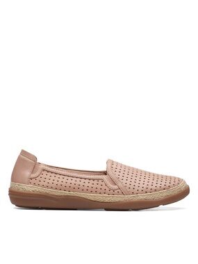 Clarks Elaina Ruby Warm Beige Leather Slip On Flats Loafers Shoes Size 12 Wide